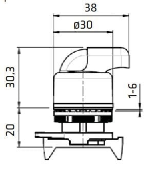 PSLB1D0 przełącznik obrotowy wymiary