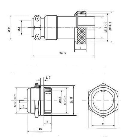 Złącze przemysłowe 3 pin MINI
