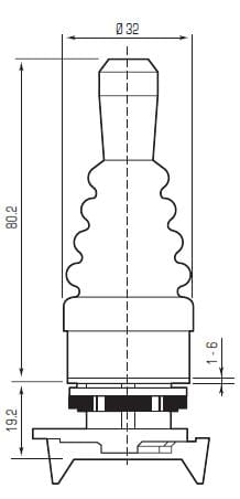 PMJN8T0 joystick stabilny 2-pozycje wymiary