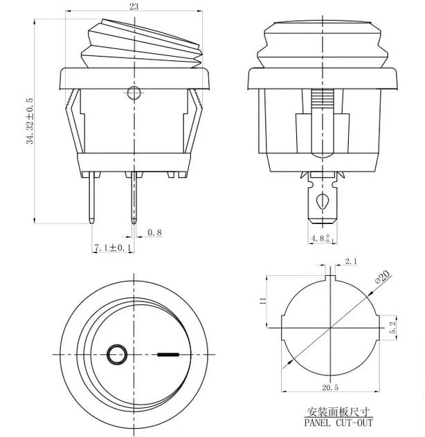 KCD5-G przełącznik okrągły kołyskowy hermetyczny
