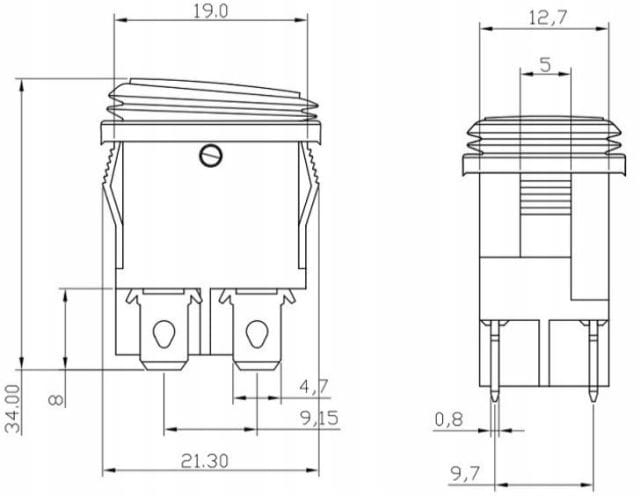 KCD1-BU przełącznik kołyskowy hermetyczny