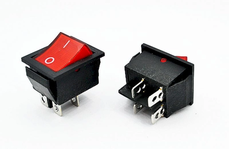 Przełącznik kołyskowy podświetlany czerwony 12V, stabilny ON-OFF