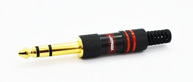 Wtyk Jack 6,3 stereo złoty czerwony