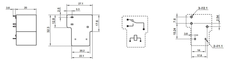 HF105F-1/012D-1ZS przekaźnik elektromagnetyczny 12Vdc / 30A
