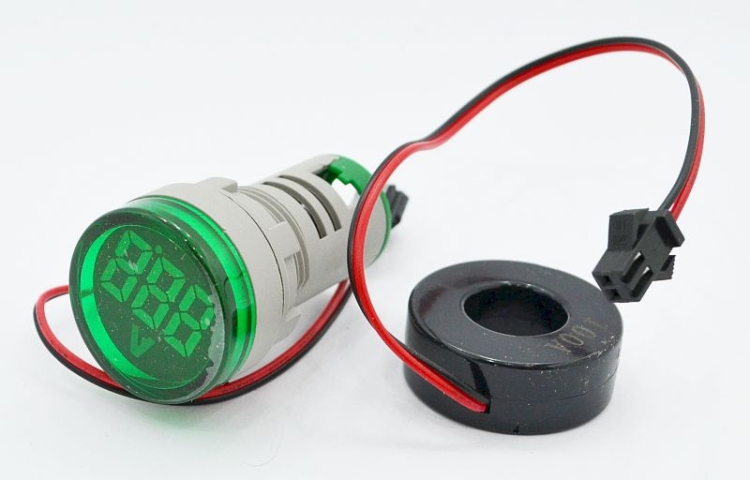 Amperomierz panelowy LED zielony