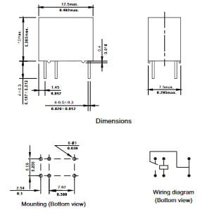 JRC23FHS1-12 przekaźnik elektromagnetyczny wymiary
