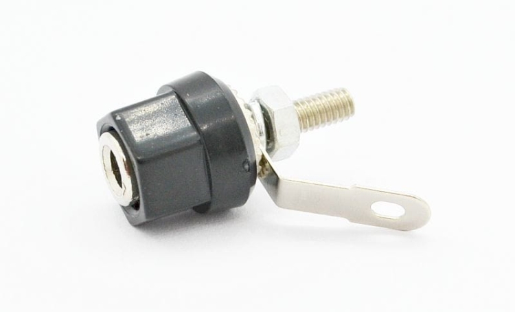 Gniazdo bananowe sześciokątne nikiel czarne