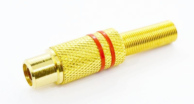 Gniazdo RCA na przewód złote 5,6mm, czerwone