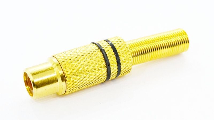 Gniazdo RCA na przewód złote 5,6mm, czarne