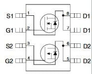 IRF7380 podwójny tranzystor N-MOSFET wyprowadzenia