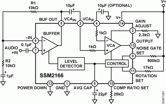 SSM2166 przedwzmacniacz mikrofonowy schemat