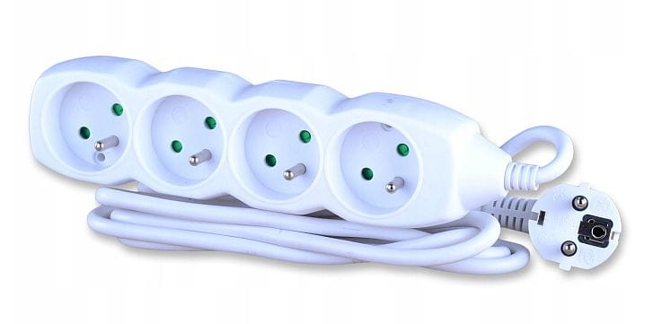 Przedłużacz elektryczny z uziemieniem 4x gniazdka