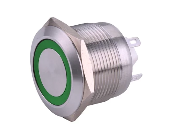 W22F10EG12/S przełącznik wandaloodporny podświetlany - zielony RING 12V