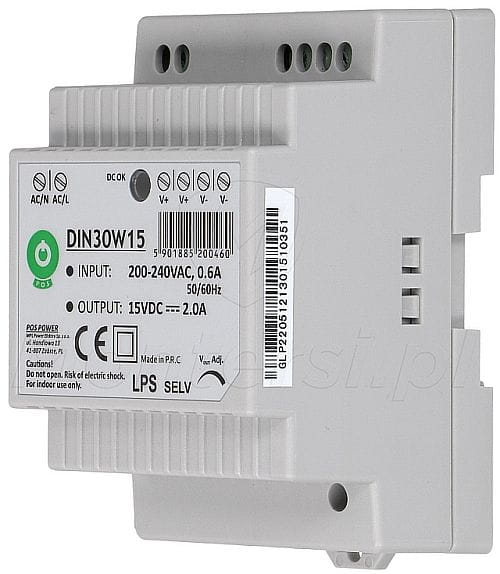 DIN30W15 zasilacz impulsowy 15V / 2A / 30W