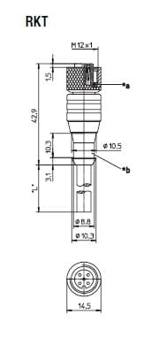 RKT 5-228/2M przewód połączeniowy, wymiary