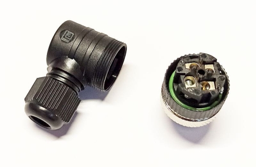 RSCW4/7 wtyk M12 4-polowy męski kątowy, montaż