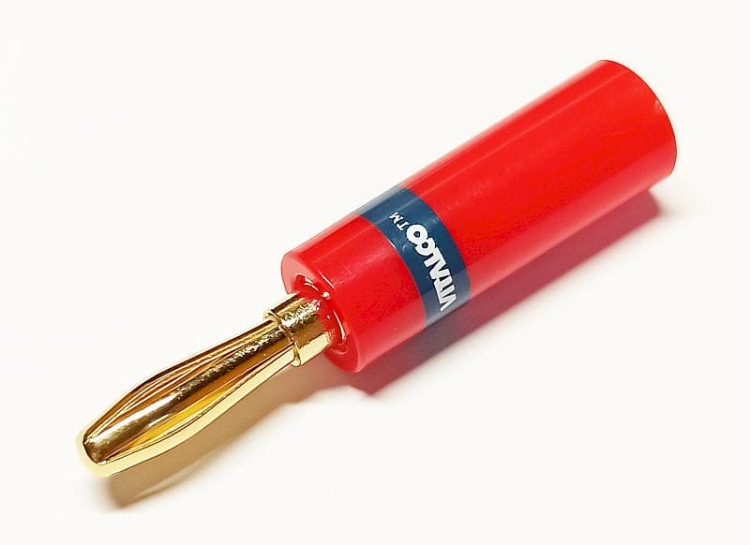 LAW24 wtyk bananowy na przewód złoty plastik HQ czerwony
