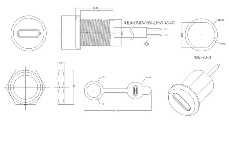 Gniazdo USB C przykręcane do obudowy wymiary