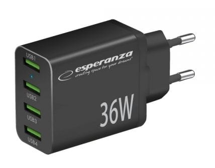 EZC107K Ładowarka sieciowa 4x USB A QC 3.0 18W, moc 36W.jpg
