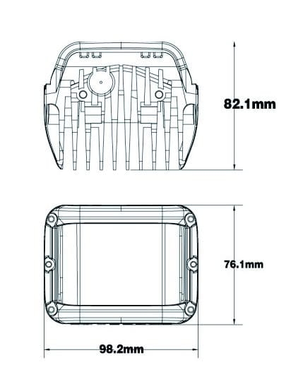 Lampa robocza 6x LED 2x cube, mocowanie na śrubę wymiary
