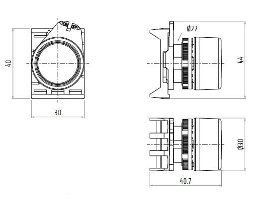 PPRL4 przycisk monostabilny podświetlany wymiary