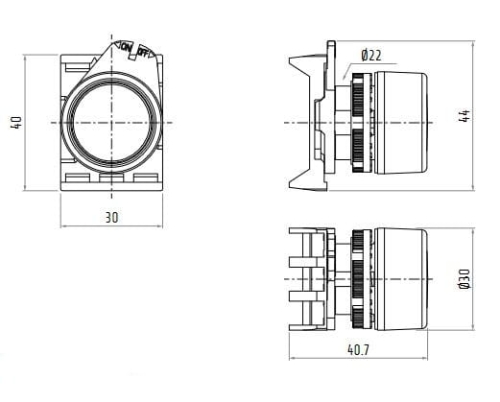 PPPL2 przycisk stabilny podświetlany wymiary