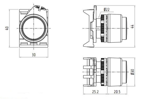PPSN1 przycisk monostabilny wymiary