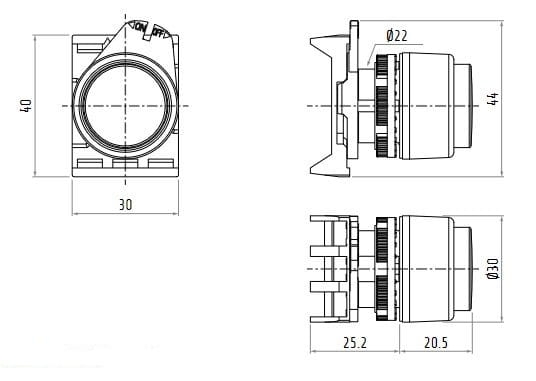 PPSN1 przycisk monostabilny wymiary