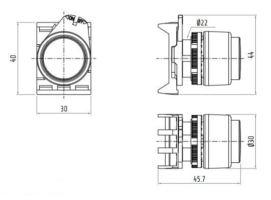 PPSL1 przycisk monostabilny podświetlany wymiary