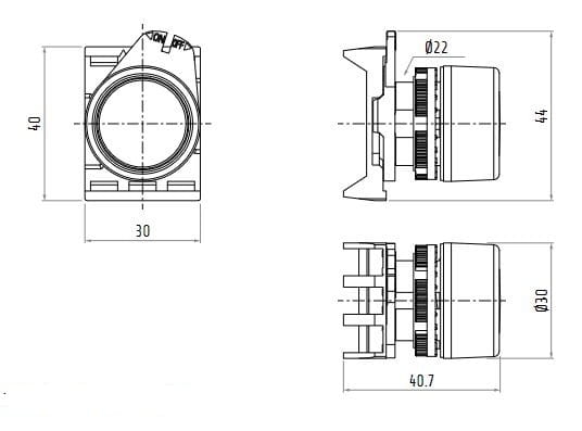 PPPL1 przycisk stabilny podświewtlany wymiary