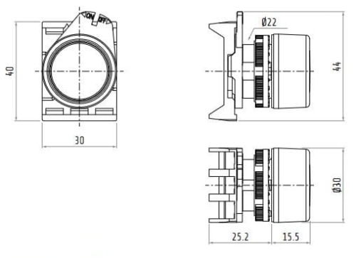 PPRN1/STOP przycisk monostabilny wymiary