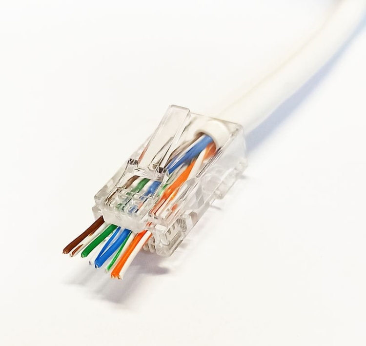 RJ45 wtyk telefoniczny przelotowy 8p8c zaciskany na drut UTP