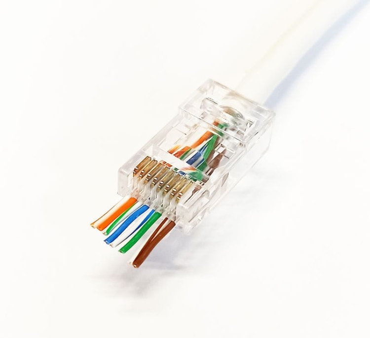 RJ45 wtyk telefoniczny przelotowy 8p8c zaciskany na drut UTP