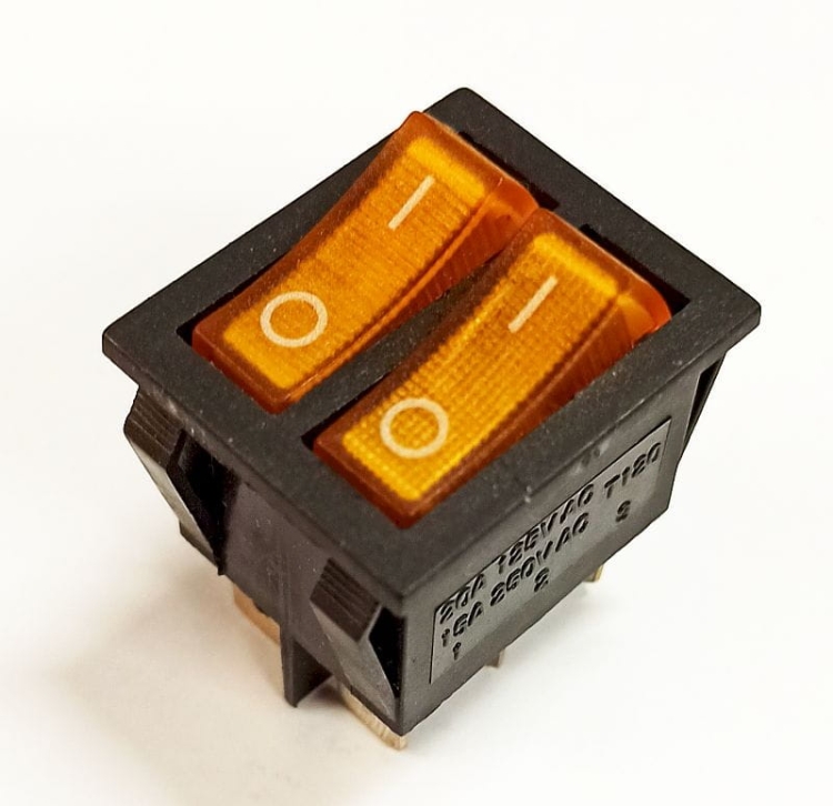 Przełącznik kołyskowy stabilny podwójny żółty ON-OFF