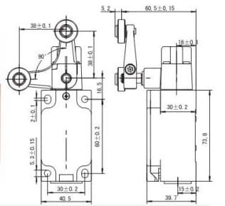 SND6105-SP-C przełącznik krańcowy, wymiary