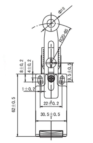 SND4108-SP-B przełącznik krańcowy, wymiary