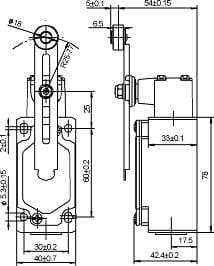 SN6108-SL2-C przełącznik krańcowy, wymiary