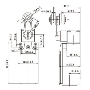 SN4104-SP-B przełącznik krańcowy, wymiary