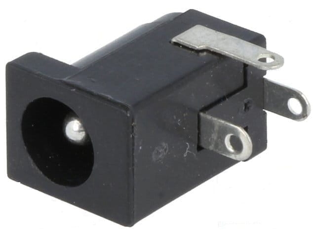 Gniazdo zasilające plastikowe montażowe DC 2,1/5,5