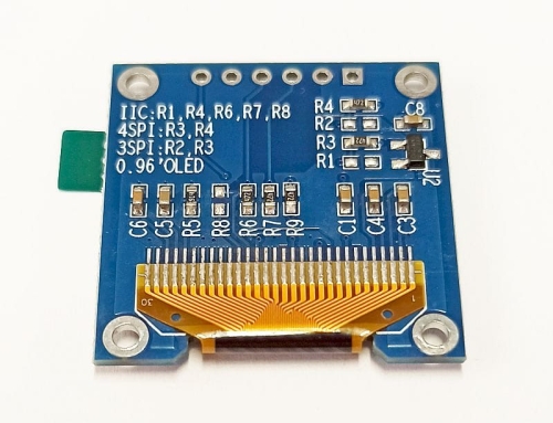 wyświetlacz OLED 128x64, interfejs SPI, niebieski wyprowadzenia