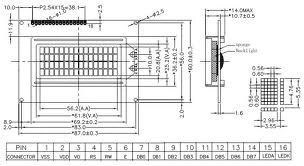 LCD AC 1604A DIW W/KK E6; alfanumeryczny, wymiary