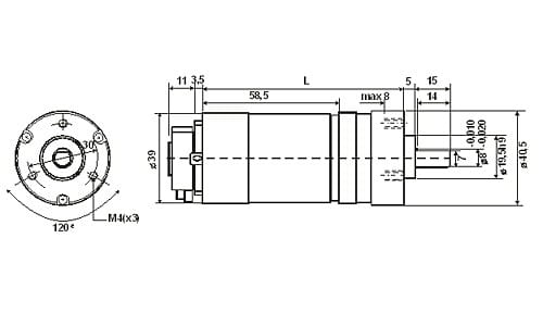 E192.24.125 silnik z przekładnią, wymiary
