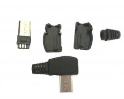 Wtyk mikro USB kątowy lutowany na przewód.