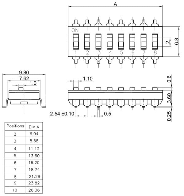 DIS06G01 dip switch przełącznik