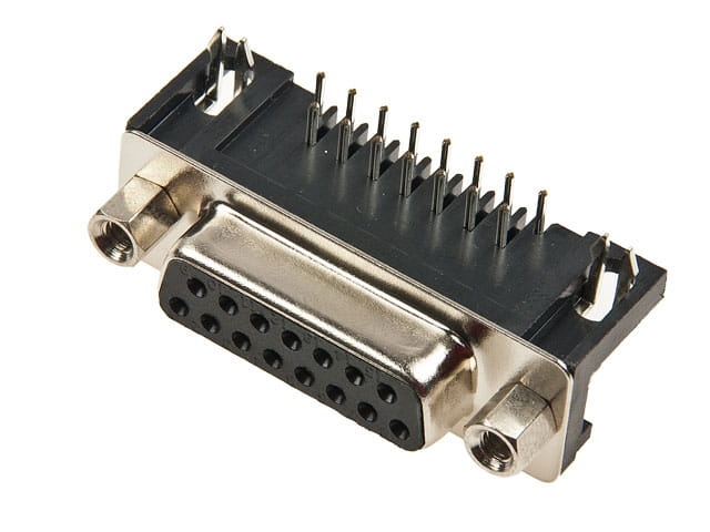 DB15 gniazdo 15-pin kątowe lutowane do druku D-sub