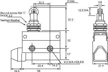 SN7311 przełącznik krańcowy - rolka metalowa wymiary