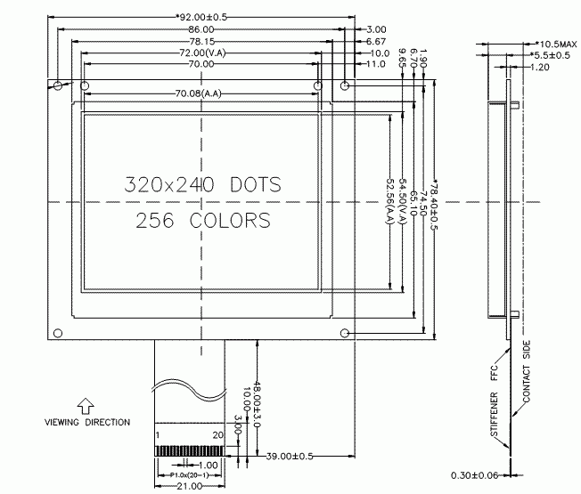 TFT 05i 320RGB234; wyświetlacz graficzny z panelem dotykowym