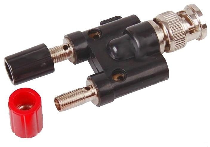 Adapter BNC wtyk / podwójne gniazdo bananowe
