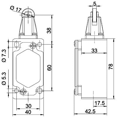 SN6112-SP-C przełącznik krańcowy , wymiary