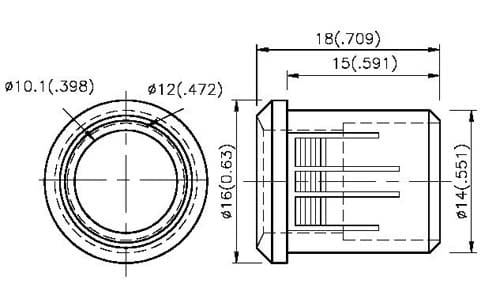 RTF1090 oprawka diody LED 10mm, plastikowa - wypukła